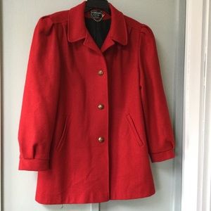 Vtg Womens Karizma East LTD Red Wool Blend Coat Size XL Button Union Made USA